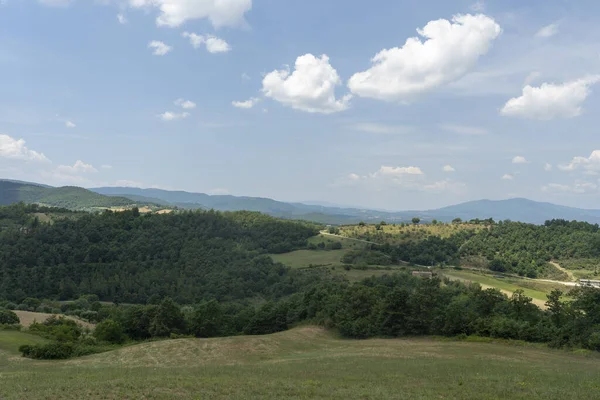 ウンベルタイドからモンテ サンタ マリア ティベリーナ ペルージャ ウンブリア イタリアへの道に沿って夏の風景 — ストック写真