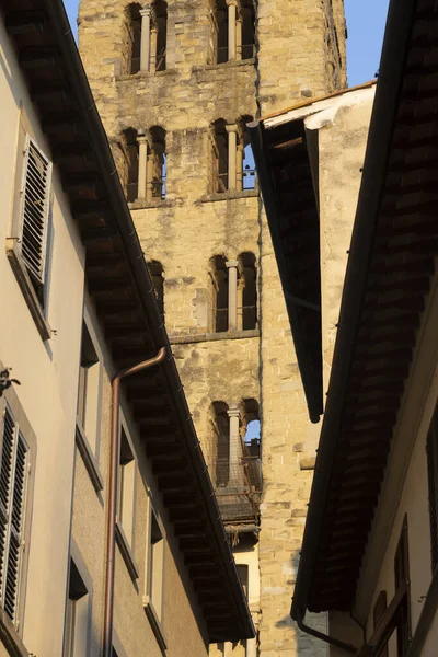 Historické Budovy Arezzu Toskánsko Itálie Belfry Santa Maria Della Pieve — Stock fotografie