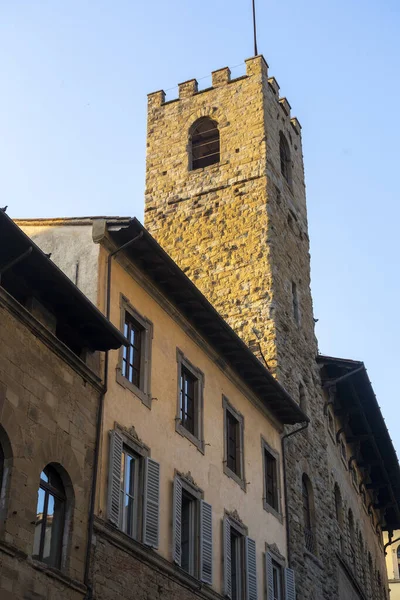 Historic Buildings Arezzo Tuscany Italy Piazza Grande Main Square City — Stock Photo, Image