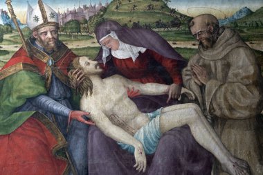 Pian di Sco, Arezzo, Toskana, İtalya: ortaçağ kilisesinin içi. İfade, resim