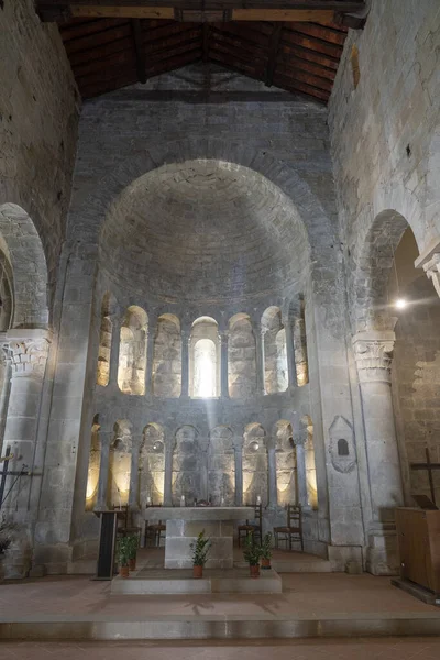 Gropina Arezzo Toskánsko Itálie Interiér Středověkého Kostela — Stock fotografie