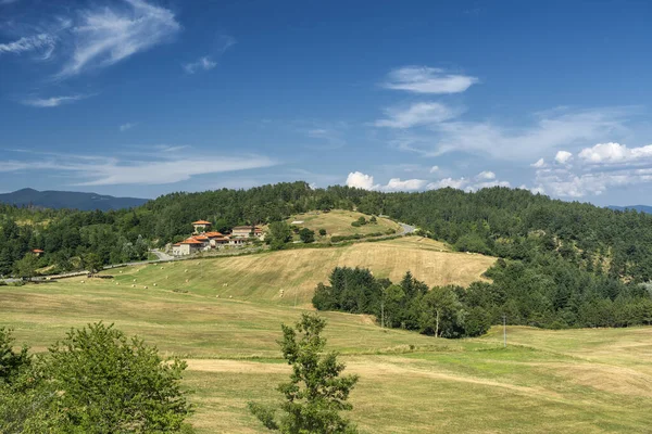 Krajobraz Górski Wzdłuż Drogi Passo Della Consuma Arezzo Toskania Włochy — Zdjęcie stockowe