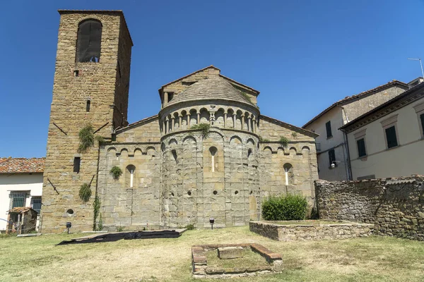 Gropina Arezzo Toskana Italien Außenseite Der Mittelalterlichen Kirche Apsis — Stockfoto