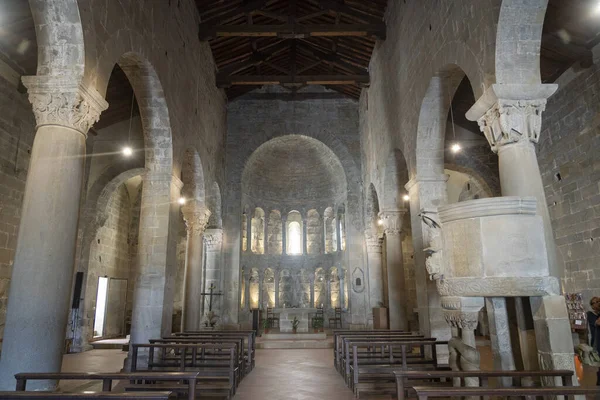Gropina Arezzo Toskania Włochy Wnętrze Średniowiecznego Kościoła — Zdjęcie stockowe