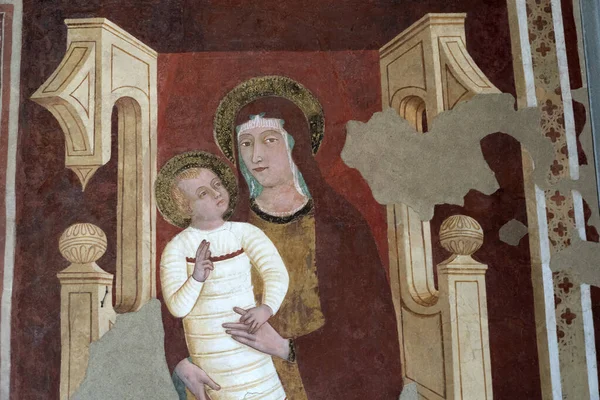 Піан Ско Ареццо Тоскана Італія Інтер Середньовічної Церкви Руйнував Живопис — стокове фото