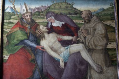 Pian di Sco, Arezzo, Toskana, İtalya: ortaçağ kilisesinin içi. İfade, resim