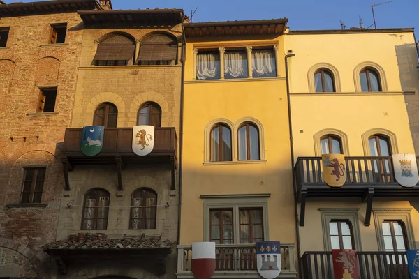 Edifícios Históricos Arezzo Toscana Itália Piazza Grande Praça Principal Cidade — Fotografia de Stock