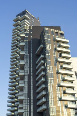 Milan, Lombardy, İtalya: Alvar Aalto Meydanı 'ndaki modern binalar. Torre Solaria, İtalya 'nın en yüksek yerleşim yeri.