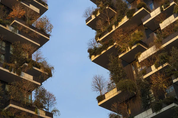 Bosco Verticale Torres Modernas Com Plantas Milão Lombardia Itália — Fotografia de Stock