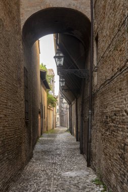 Forli 'deki eski sokak, Emilia Romagna, İtalya