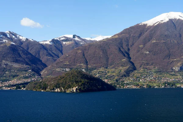 Zimowy Krajobraz Wzdłuż Jeziora Como Koło Bellagio Lombardia Włochy — Zdjęcie stockowe