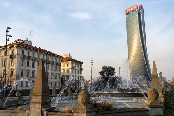 Milan Lombardiya Talya Modern Şehir Hayatı Park Hadid Kulesi Dört — Stok fotoğraf