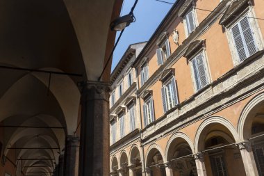 Bologna 'nın tarihi sarayı, Emilia Romagna, İtalya, Portico