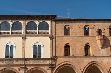 Forli 'deki tarihi Aurelio Saffi Meydanı, Emilia Romagna, İtalya
