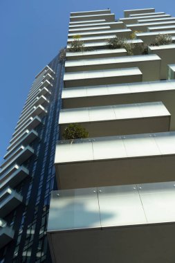 Milan, Lombardy, İtalya: Alvar Aalto Meydanı 'ndaki modern binalar. Torre Solaria, İtalya 'nın en yüksek yerleşim yeri.