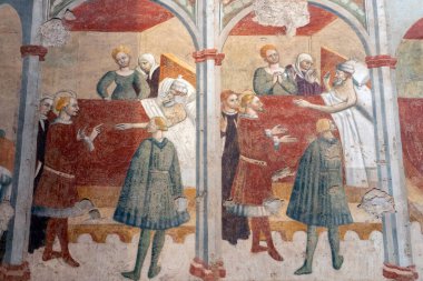 Parma, Emilia-Romagna, İtalya 'nın ortaçağ katedrali (Duomo). Fresk