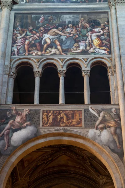 Interiør Den Middelalderlige Katedral Duomo Parma Emilia Romagna Italien Fresco - Stock-foto