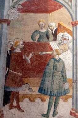 Parma, Emilia-Romagna, İtalya 'nın ortaçağ katedrali (Duomo). Fresk