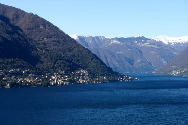 Paisagem Inverno Longo Lago Como Perto Bellagio Lombardia Itália — Fotografia de Stock