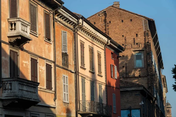 Piacenza Emilia Romaña Italia Fachada Casas Antiguas — Foto de Stock