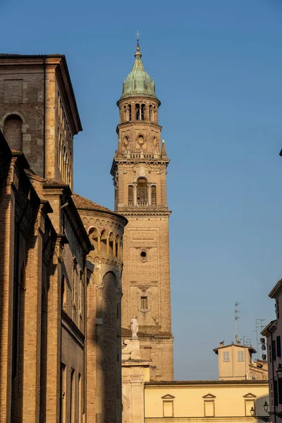 Exterior Catedral Medieval Duomo Parma Emília Romanha Itália Campanário Igreja — Fotografia de Stock