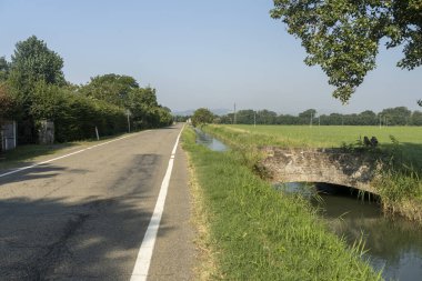 Molino dei Notari yakınlarındaki kırsal alan, Parma ili, Emilia-Romagna, İtalya, yaz mevsiminde