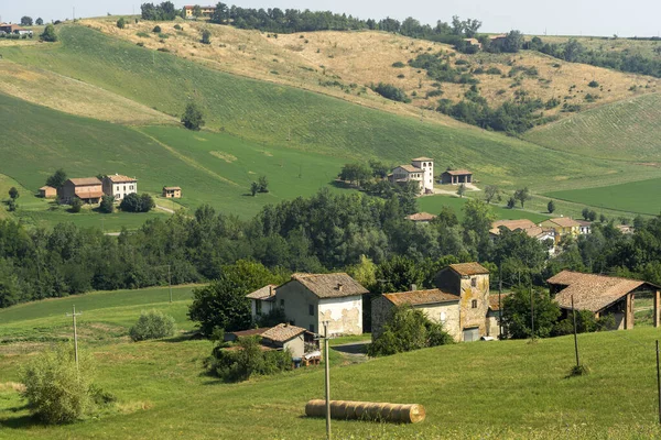 Krajobraz Wiejski Pobliżu Medesano Prowincji Parma Emilia Romania Włochy Lecie — Zdjęcie stockowe