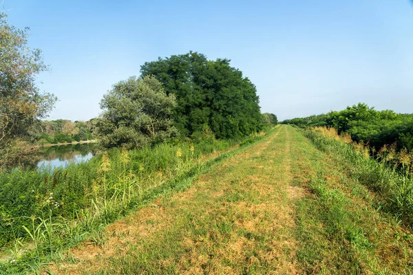 Letni Krajobraz Wzdłuż Ścieżki Rowerowej Rzeki Czyli Prowincji Lodi Lombardia — Zdjęcie stockowe
