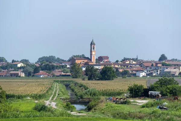 Sommerliche Landschaft Radweg Des Der Provinz Lodi Lombardei Italien Orio — Stockfoto