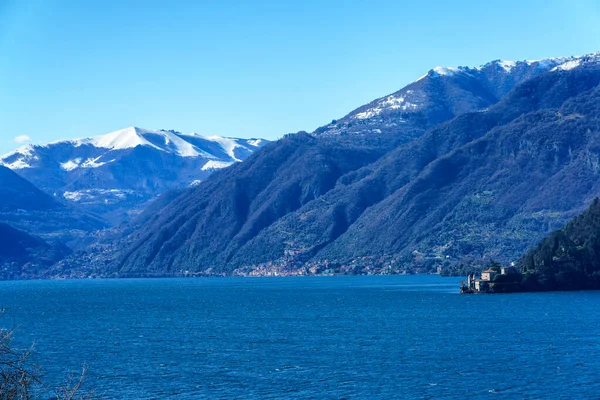 Winterlandschap Langs Het Comomeer Bij Bellagio Lombardije Italië — Stockfoto