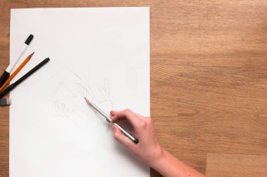 Çizim ders düz yatıyordu. Ressam beraberlik kroki