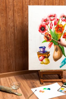 Profesyonel ressam çizim suluboya çiçek
