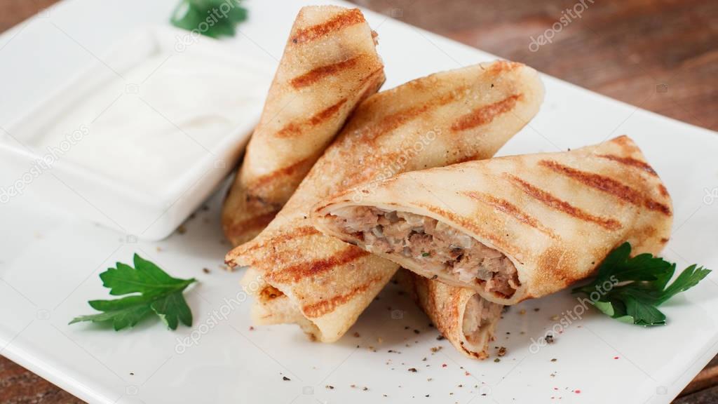 Russian pancakes with meat