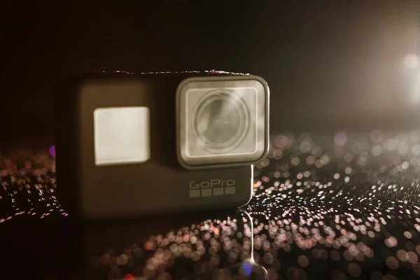 GoPro HERO 5 câmera de ação digital com lensflare — Fotografia de Stock