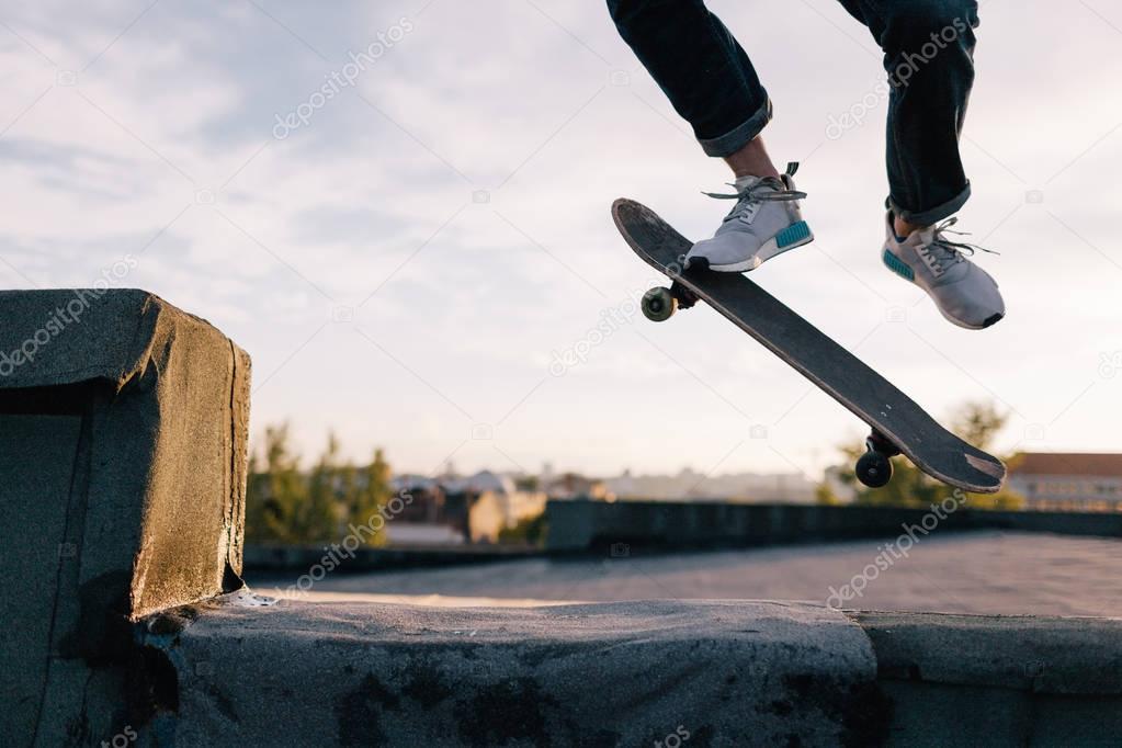 Tricks in skate park. Urban street style