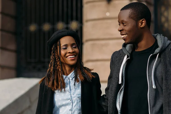 Happy young couple. Joyful African American — Stock Photo, Image