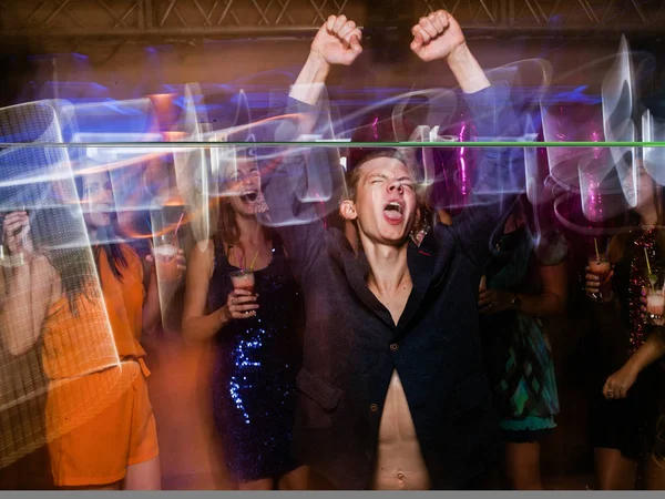 Active happy male on dance floor in motion — Stock Photo, Image