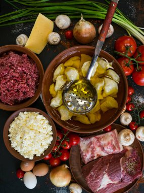 Mutfak geleneksel gıda arka plan hizmet