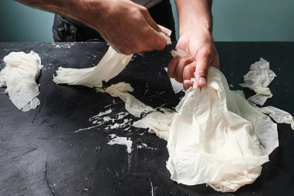 Panadero cocina pastelería y balanceo concepto de masa —  Fotos de Stock