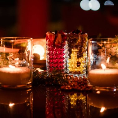 Yeni yıl partisi rahat sıcak arka plan içecekler