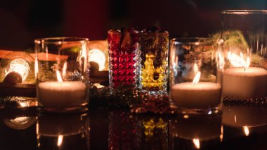 Yeni yıl partisi rahat sıcak arka plan içecekler