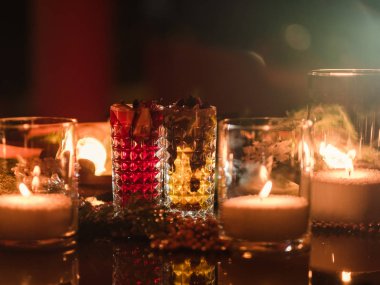 Yeni yıl partisi rahat sıcak arka plan içecekler