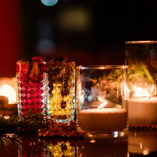 Kerstmis partij feestelijke dranken gezellige achtergrond — Stockfoto