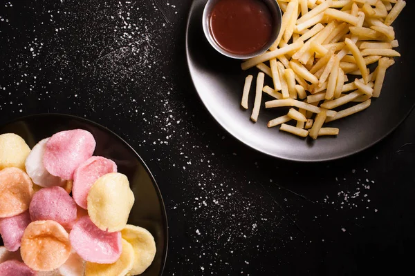 photography art french fries junk food concept