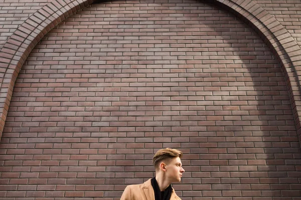 Side view young handsome man free space — Stock Photo, Image