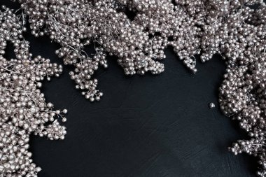 Gümüş boncuk kış dekor Festival arka plan çerçeve