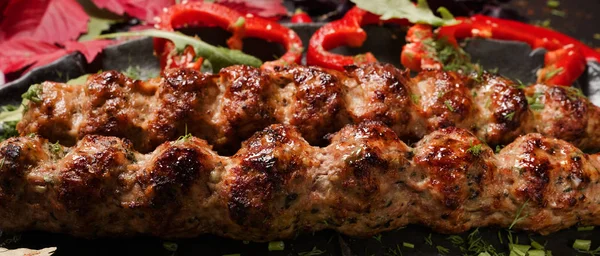 Jugosa carne de kebab frito cocina de Oriente Medio — Foto de Stock