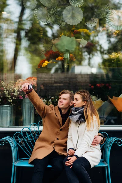 Selfie romantik Tarih yaşam tarzı sosyal ağ — Stok fotoğraf