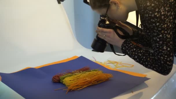 Backstage Food Fotografie Kameraausrüstung — Stockvideo