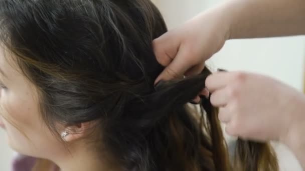 Friends leisure beauty girls hair styling — Stock Video